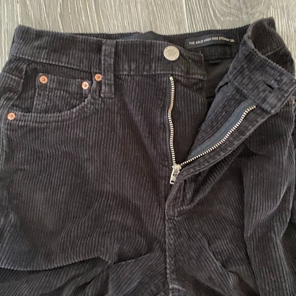 Denim Forum Arlo High Rise Straight Black Corduroy Jeans - Picture 9 of 9